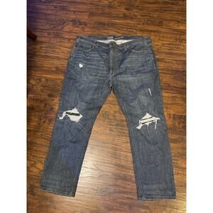 True Nation Big & Tall Jeans 46x30 Tapered Fit Distressed Stretch Denim